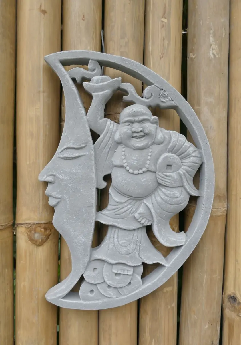  Product image 1 of the product “Yong - Half plaque - Chinese Buddha with Moon, Ø 30cm | cast stone ”